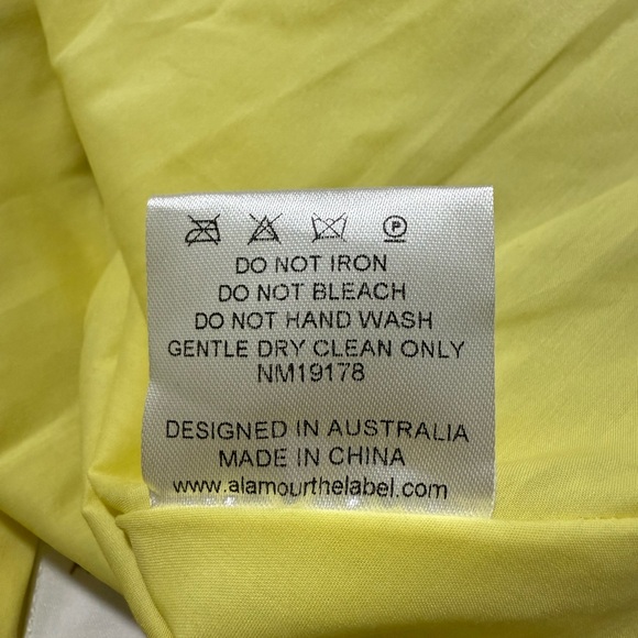 Alamour The Label Yellow Off-Shoulder Puff Sleeve‎ Mini Dress Size M NWT - Picture 10 of 10